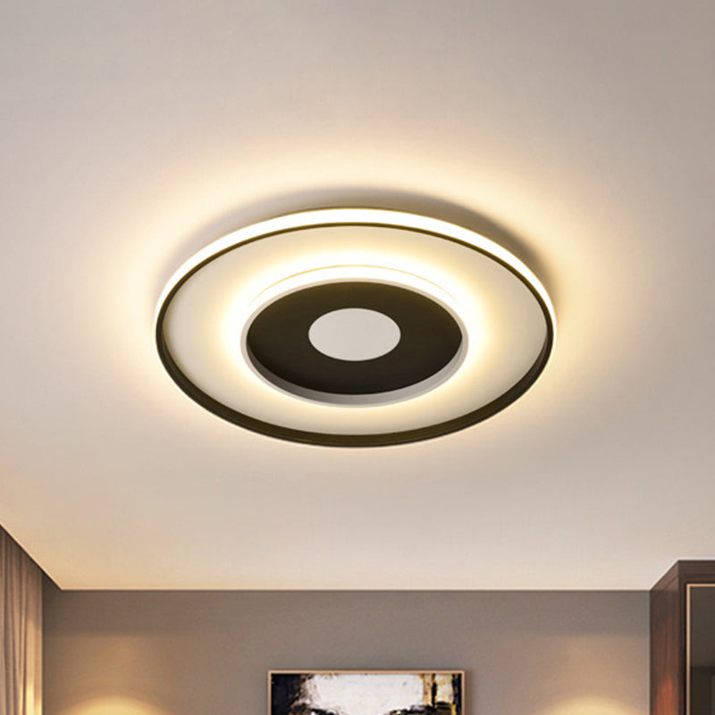 Modern Black Acrylic Circle Ceiling Light Fixture - 18"/23.5" Wide Flush Mount with Warm/White/3 Color Lighting