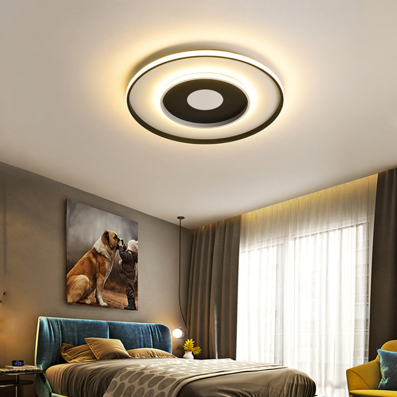 Modern Black Acrylic Circle Ceiling Light Fixture - 18"/23.5" Wide Flush Mount with Warm/White/3 Color Lighting