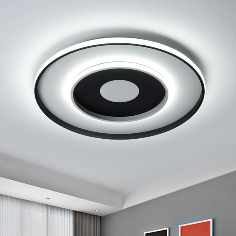 Modern Black Acrylic Circle Ceiling Light Fixture - 18"/23.5" Wide Flush Mount with Warm/White/3 Color Lighting