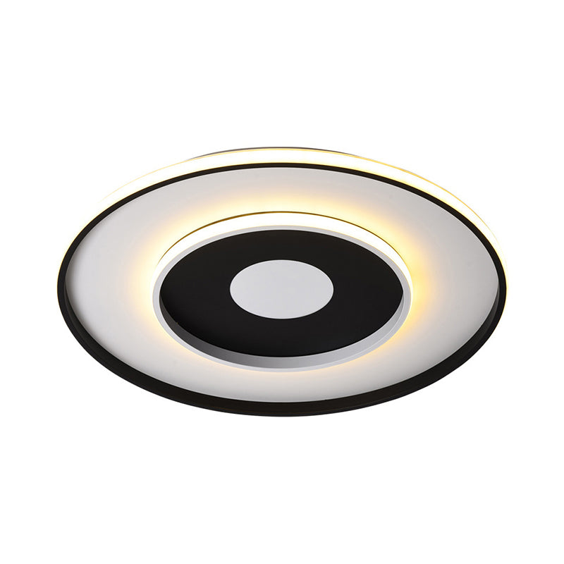 Modern Black Acrylic Circle Ceiling Light Fixture - 18"/23.5" Wide Flush Mount with Warm/White/3 Color Lighting