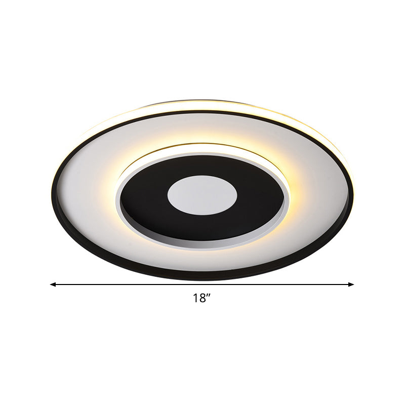 Modern Black Acrylic Circle Ceiling Light Fixture - 18"/23.5" Wide Flush Mount with Warm/White/3 Color Lighting