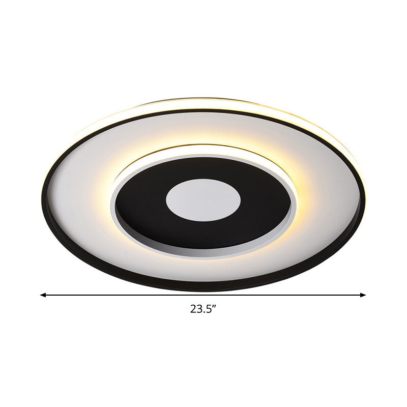 Modern Black Acrylic Circle Ceiling Light Fixture - 18"/23.5" Wide Flush Mount with Warm/White/3 Color Lighting
