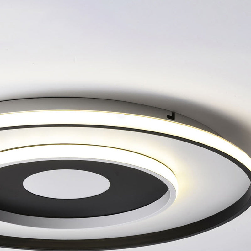 Modern Black Acrylic Circle Ceiling Light Fixture - 18"/23.5" Wide Flush Mount with Warm/White/3 Color Lighting