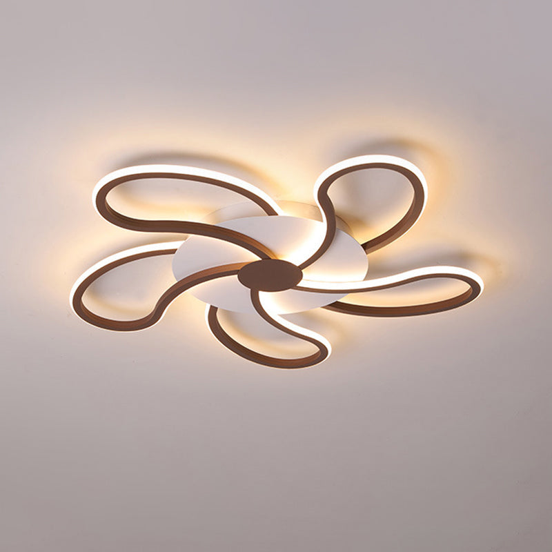 Luminaire encastré contemporain en acrylique marron - Motif floral - 5/6/7 têtes - Montage au plafond - Lumière chaude/blanche - Large sélection (31,5"/39"/46,5")