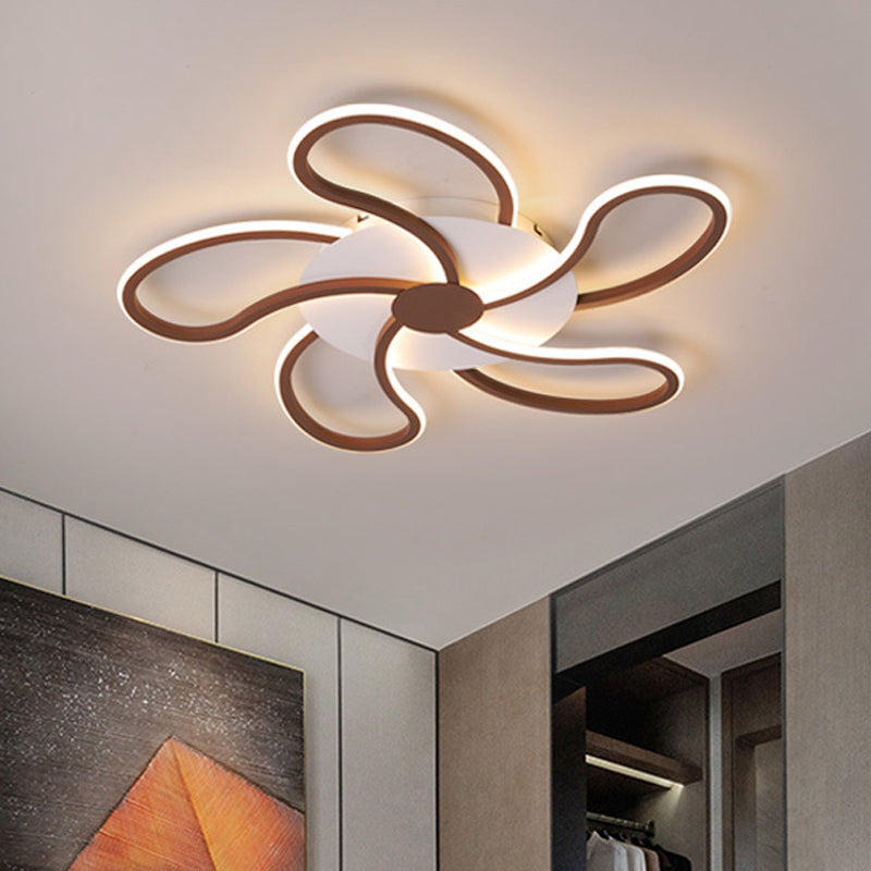 Luminaire encastré contemporain en acrylique marron - Motif floral - 5/6/7 têtes - Montage au plafond - Lumière chaude/blanche - Large sélection (31,5"/39"/46,5")