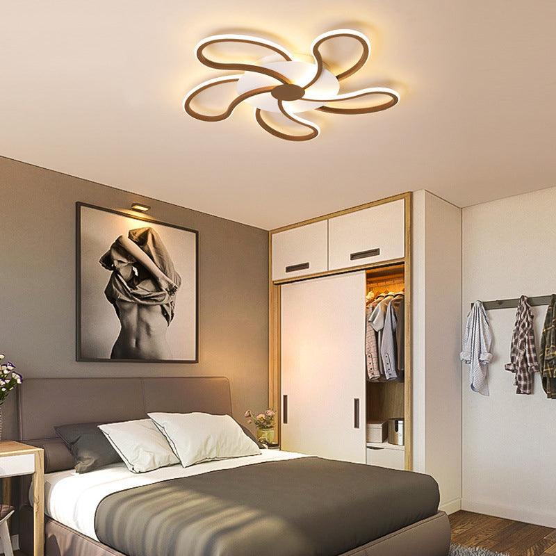 Luminaire encastré contemporain en acrylique marron - Motif floral - 5/6/7 têtes - Montage au plafond - Lumière chaude/blanche - Large sélection (31,5"/39"/46,5")