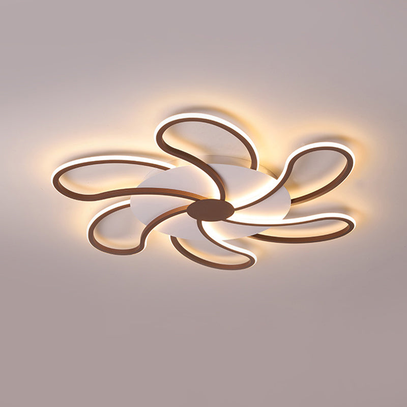 Luminaire encastré contemporain en acrylique marron - Motif floral - 5/6/7 têtes - Montage au plafond - Lumière chaude/blanche - Large sélection (31,5"/39"/46,5")