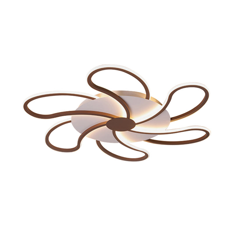 Luminaire encastré contemporain en acrylique marron - Motif floral - 5/6/7 têtes - Montage au plafond - Lumière chaude/blanche - Large sélection (31,5"/39"/46,5")