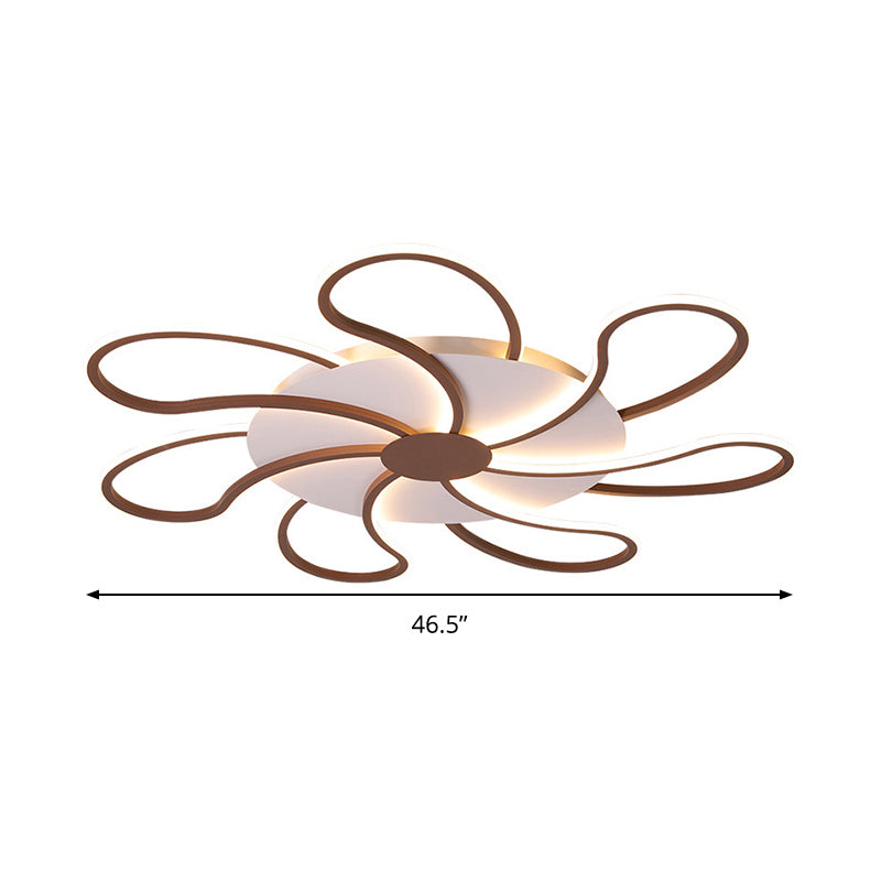 Luminaire encastré contemporain en acrylique marron - Motif floral - 5/6/7 têtes - Montage au plafond - Lumière chaude/blanche - Large sélection (31,5"/39"/46,5")