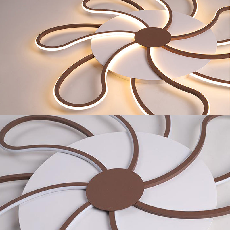 Luminaire encastré contemporain en acrylique marron - Motif floral - 5/6/7 têtes - Montage au plafond - Lumière chaude/blanche - Large sélection (31,5"/39"/46,5")