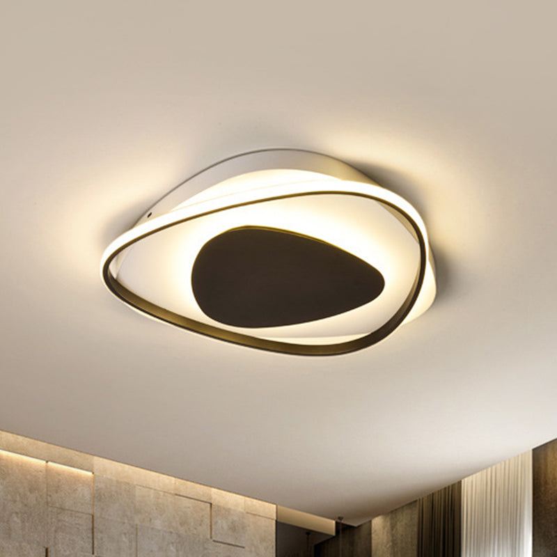 Modern Black Triangle LED Ceiling Light Fixture - Warm/White Acrylic Flush Mount Lighting