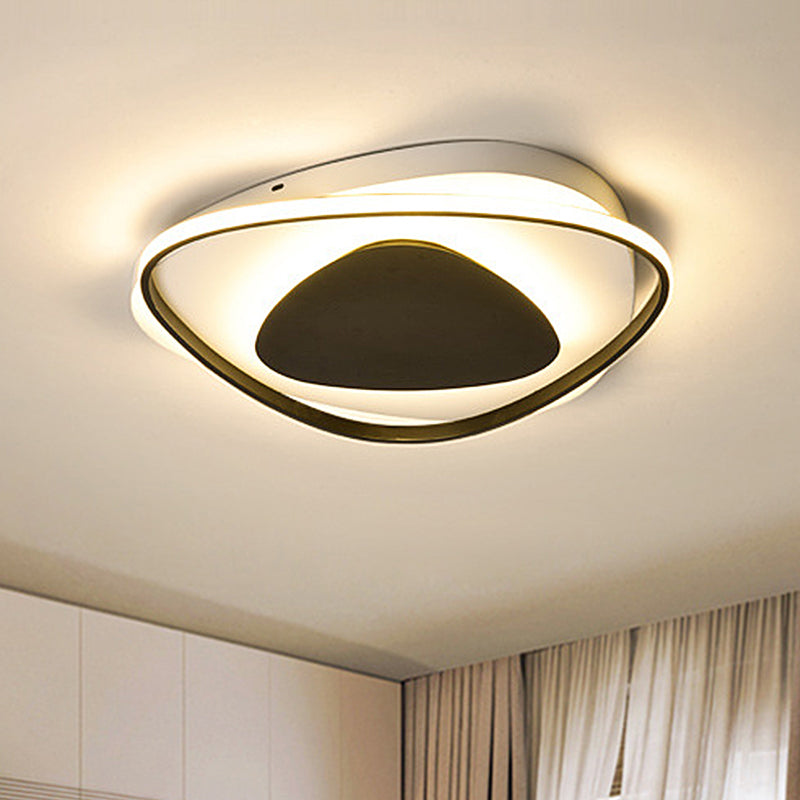 Modern Black Triangle LED Ceiling Light Fixture - Warm/White Acrylic Flush Mount Lighting
