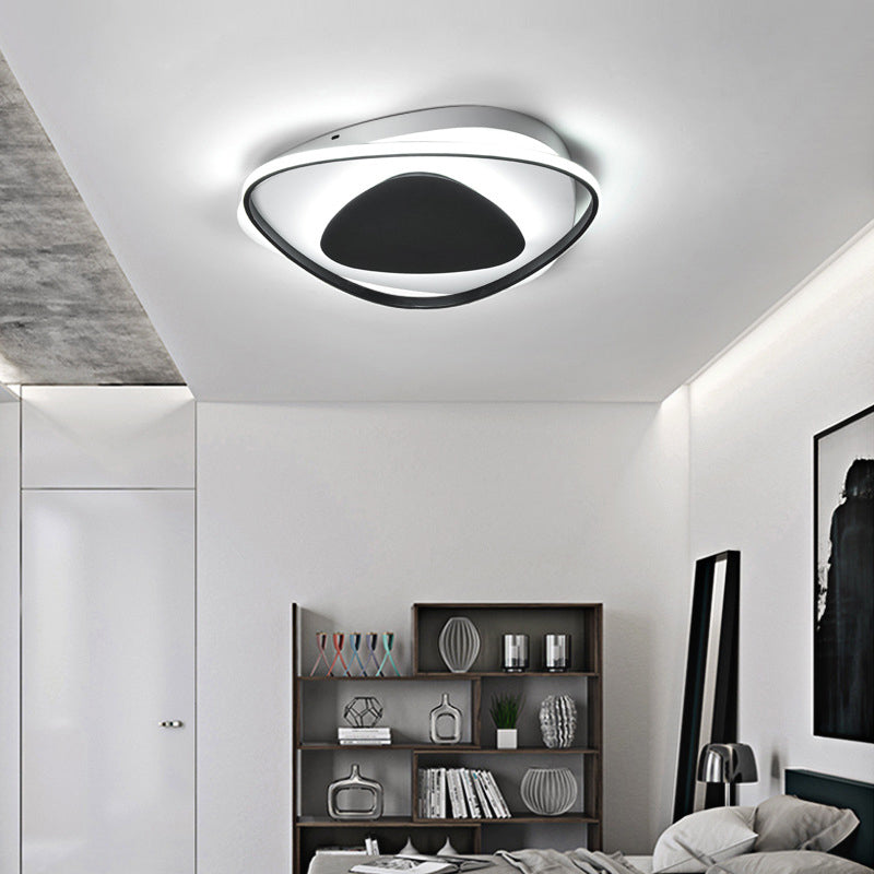 Modern Black Triangle LED Ceiling Light Fixture - Warm/White Acrylic Flush Mount Lighting