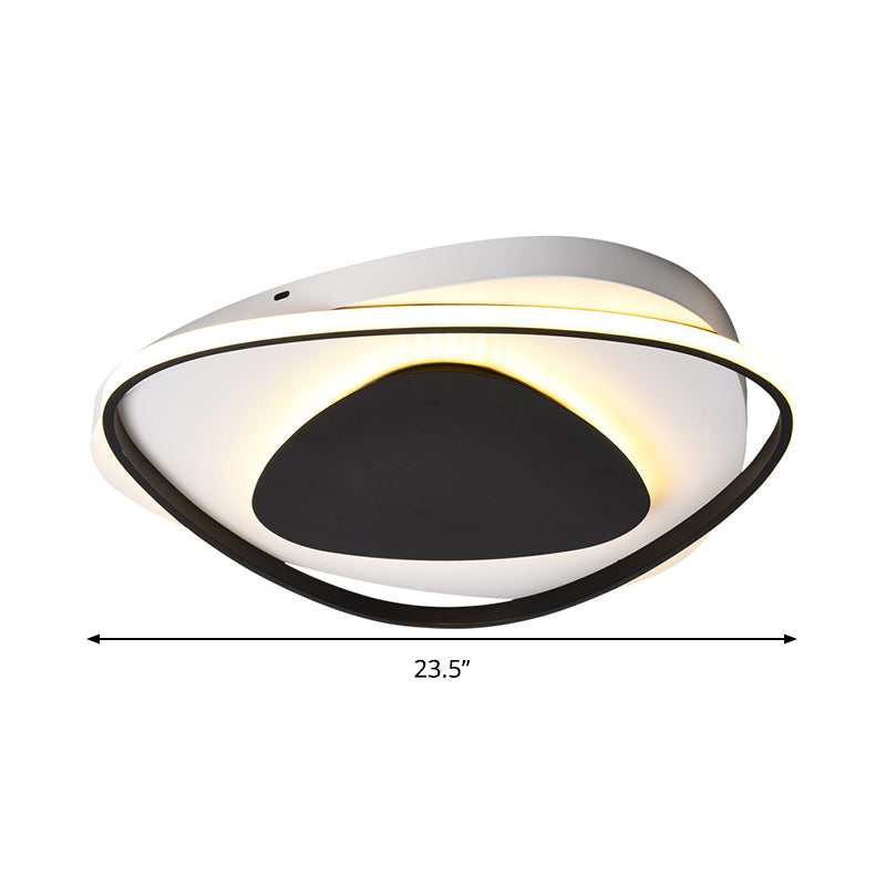 Modern Black Triangle LED Ceiling Light Fixture - Warm/White Acrylic Flush Mount Lighting