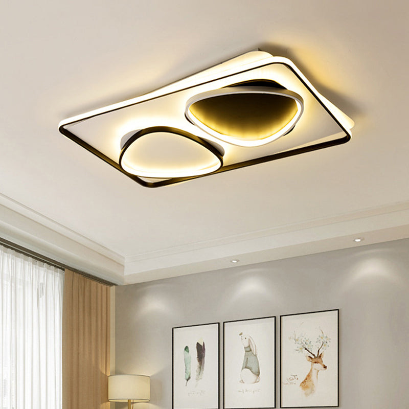 Contemporary Black Acrylic Triangle Ceiling Lamp with Warm/White LED Flush Mount