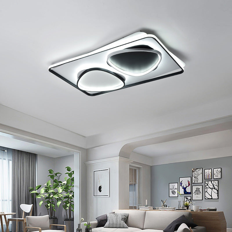 Contemporary Black Acrylic Triangle Ceiling Lamp with Warm/White LED Flush Mount