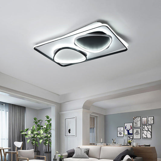 Contemporary Black Acrylic Triangle Ceiling Lamp with Warm/White LED Flush Mount