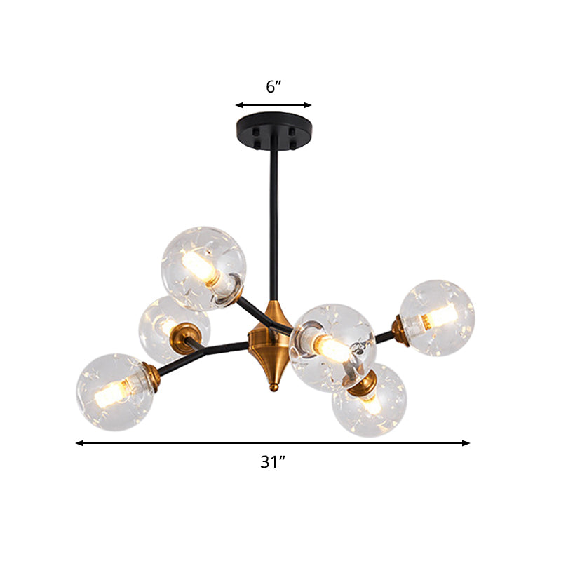 Nordic Bubble Hanging Lamp Kit - Clear/Amber/Smoke Gray Dimpled Glass Chandelier - Ideal for Dining Room - 6/10 Heads
