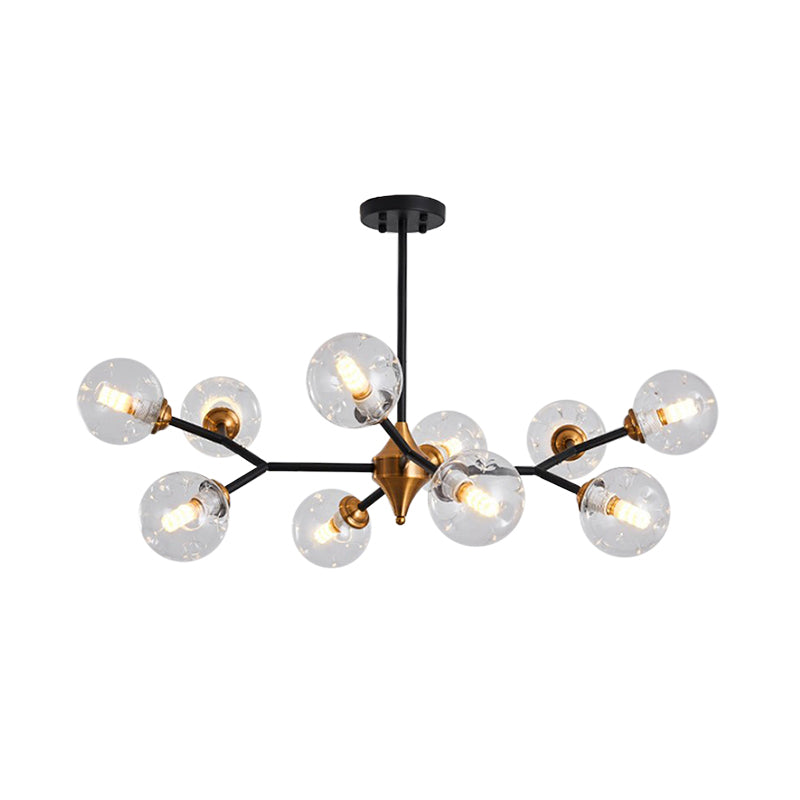 Nordic Bubble Hanging Lamp Kit - Clear/Amber/Smoke Gray Dimpled Glass Chandelier - Ideal for Dining Room - 6/10 Heads