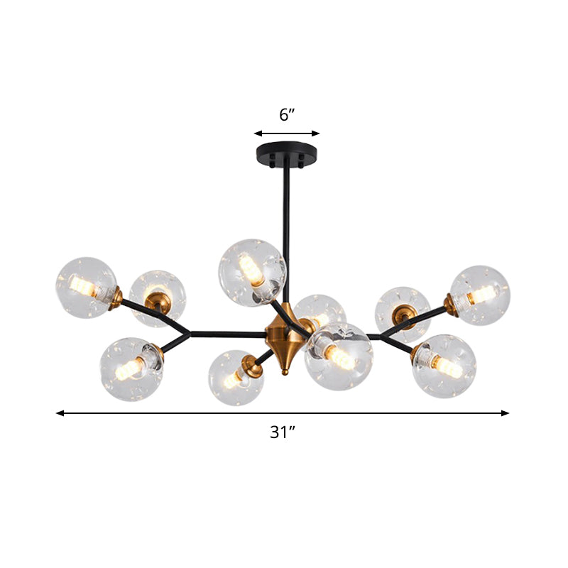 Nordic Bubble Hanging Lamp Kit - Clear/Amber/Smoke Gray Dimpled Glass Chandelier - Ideal for Dining Room - 6/10 Heads