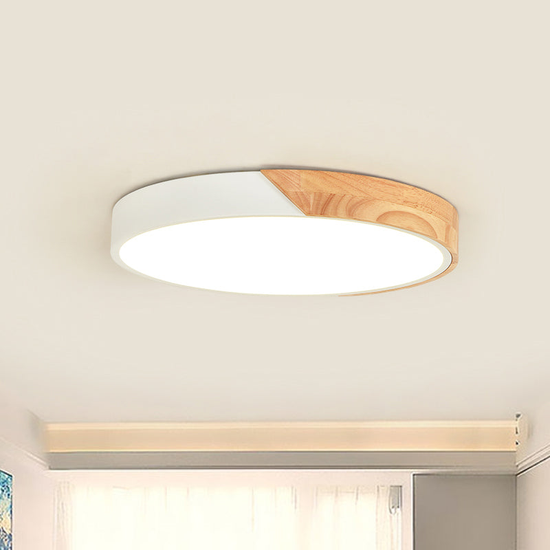 Modern Metal LED Flush Light in Pink/White with Acrylic Diffuser, Ceiling Mounted, Round Design - 12"/16"/19.5" Wide