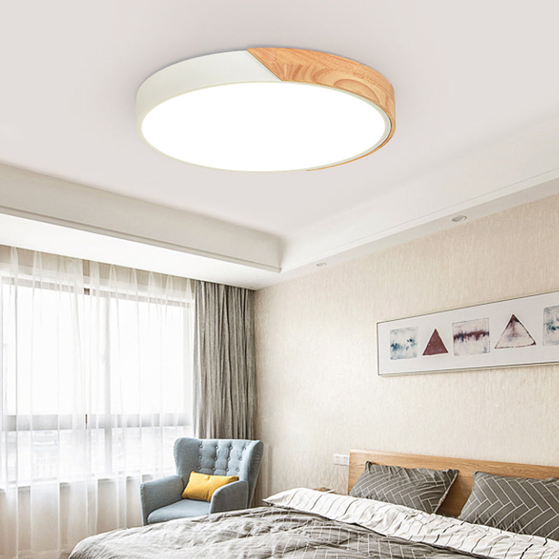 Modern Metal LED Flush Light in Pink/White with Acrylic Diffuser, Ceiling Mounted, Round Design - 12"/16"/19.5" Wide