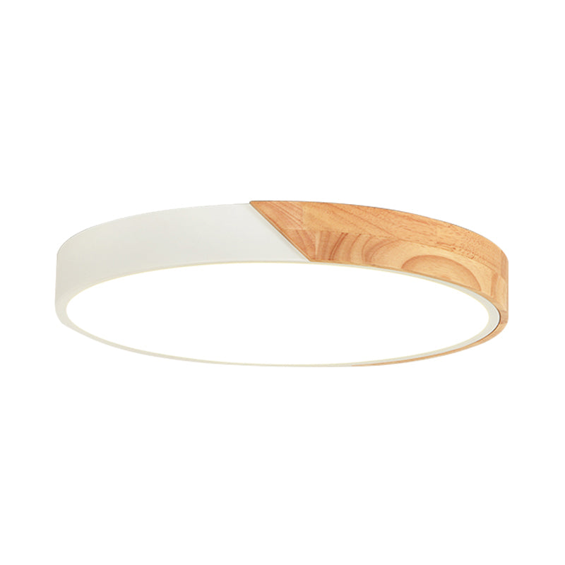 Modern Metal LED Flush Light in Pink/White with Acrylic Diffuser, Ceiling Mounted, Round Design - 12"/16"/19.5" Wide