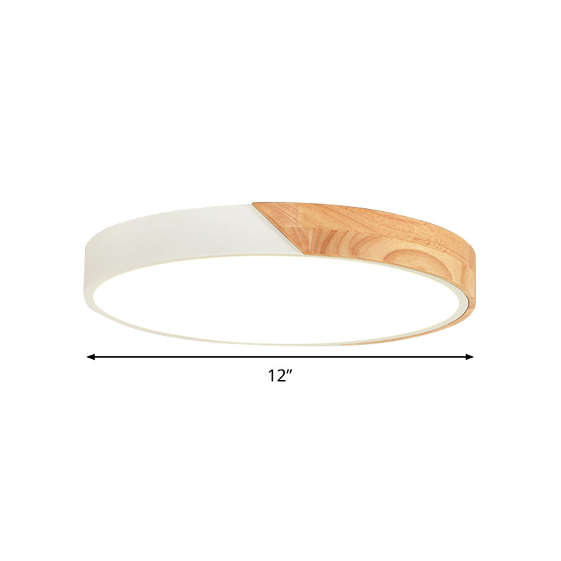 Modern Metal Led Flush Light In Pink/White With Acrylic Diffuser Ceiling Mounted Round Design -
