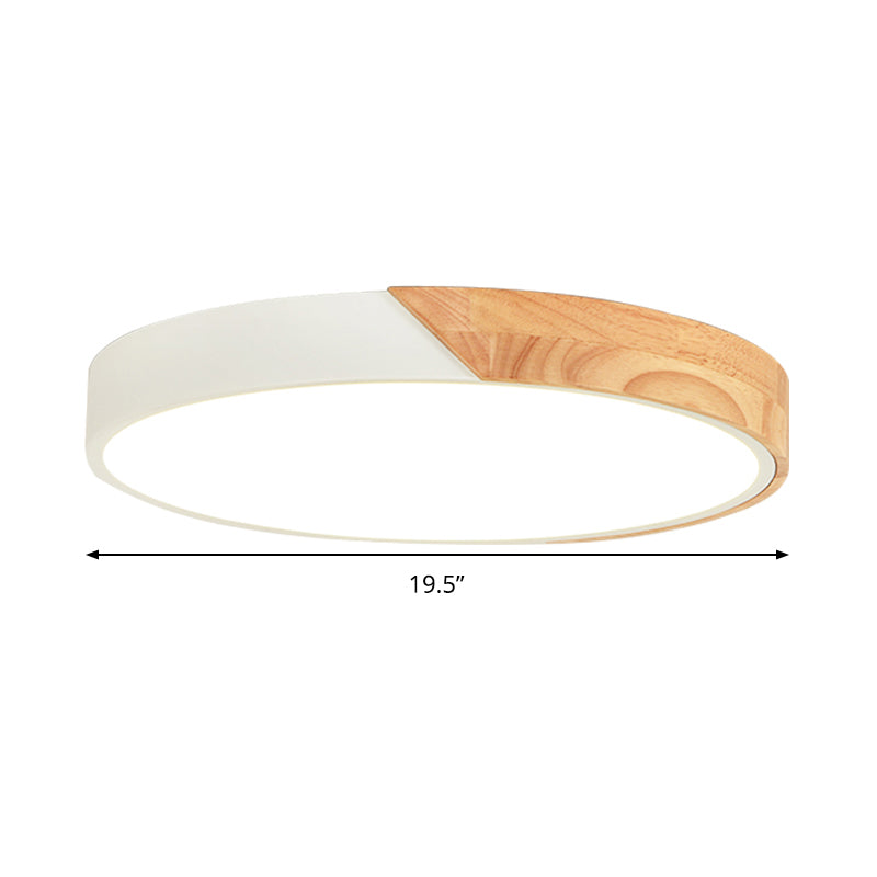 Modern Metal LED Flush Light in Pink/White with Acrylic Diffuser, Ceiling Mounted, Round Design - 12"/16"/19.5" Wide