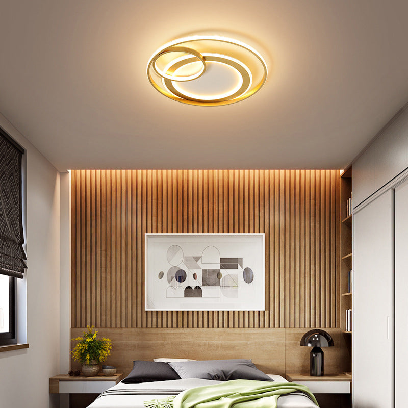 18"/21.5" Contemporary Acrylic Wide Ring Ceiling Light in Black/Gold - LED Flush Mount Lamp with Remote Control Dimming