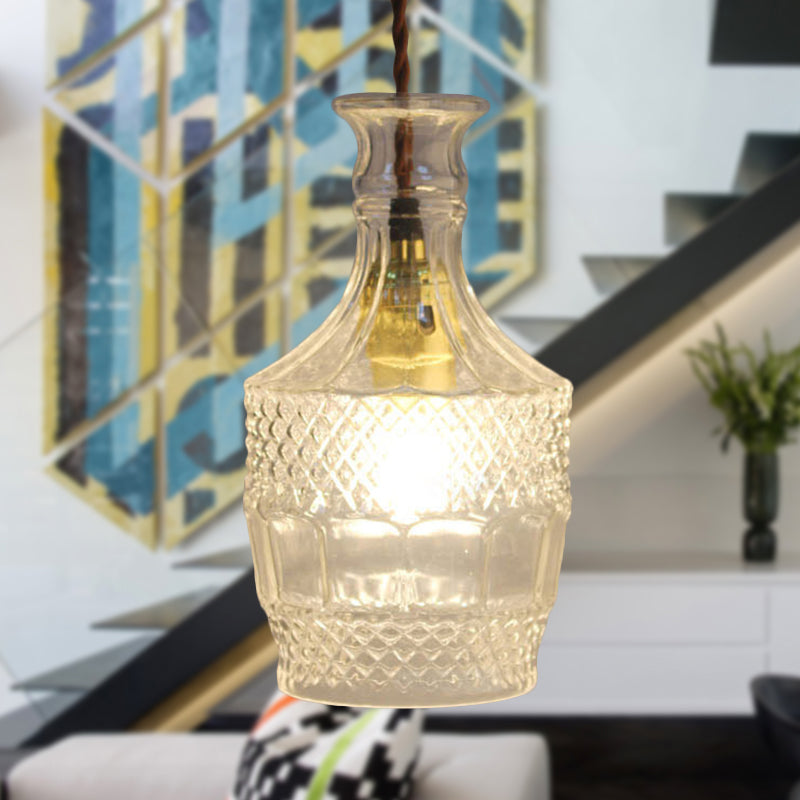 Modern Prism Glass Bottle Pendant Light For Dining Room Ceiling Clear / A