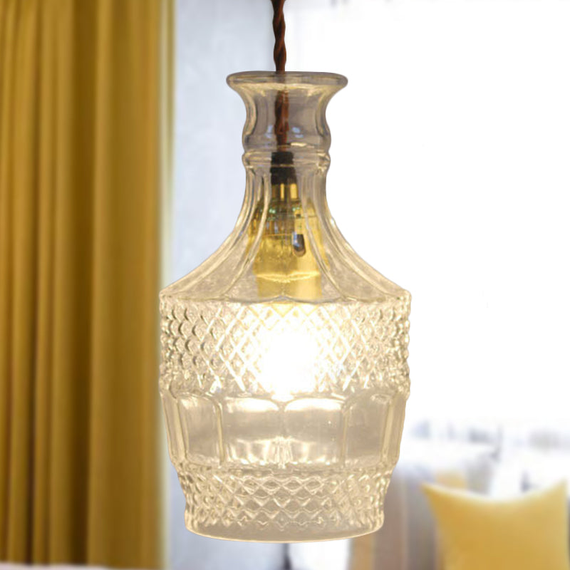 Modern Prism Glass Pendant Light for Dining Room - Clear, 1-Light Ceiling Fixture