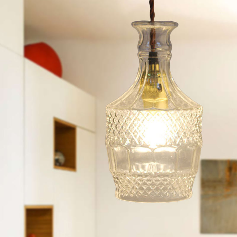 Modern Prism Glass Pendant Light for Dining Room - Clear, 1-Light Ceiling Fixture