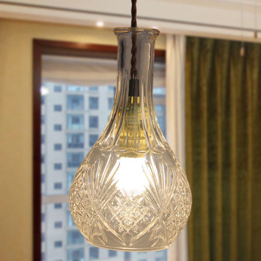 Modern Prism Glass Pendant Light for Dining Room - Clear, 1-Light Ceiling Fixture