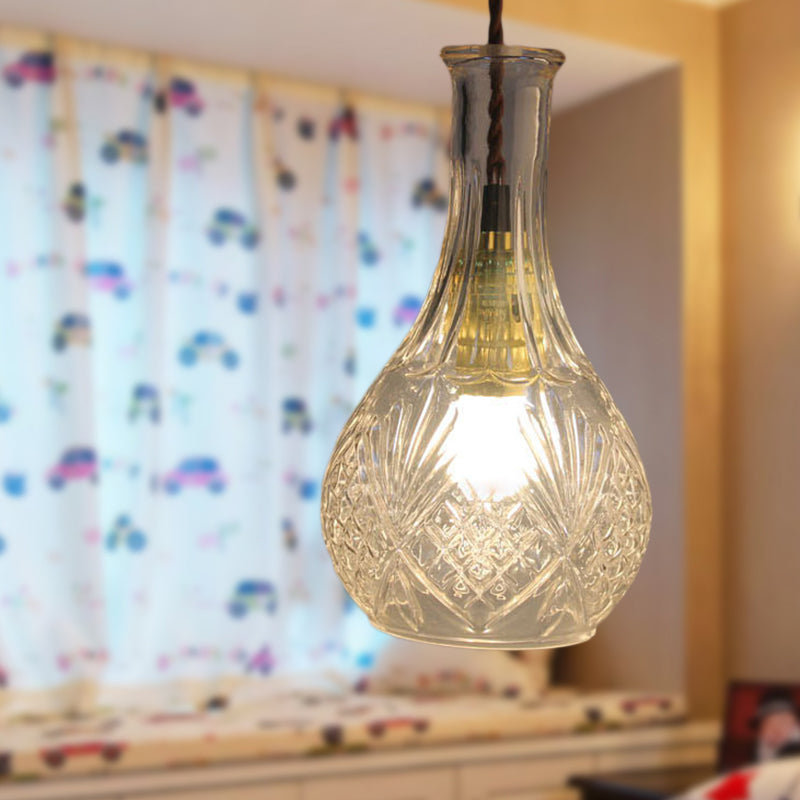 Modern Prism Glass Pendant Light for Dining Room - Clear, 1-Light Ceiling Fixture