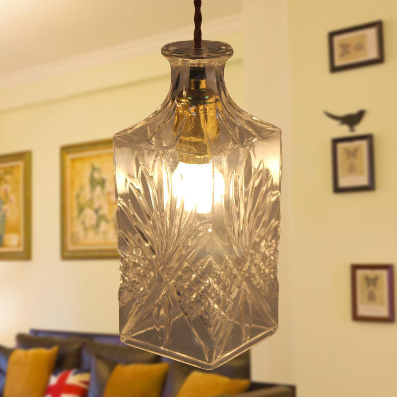 Modern Prism Glass Pendant Light for Dining Room - Clear, 1-Light Ceiling Fixture