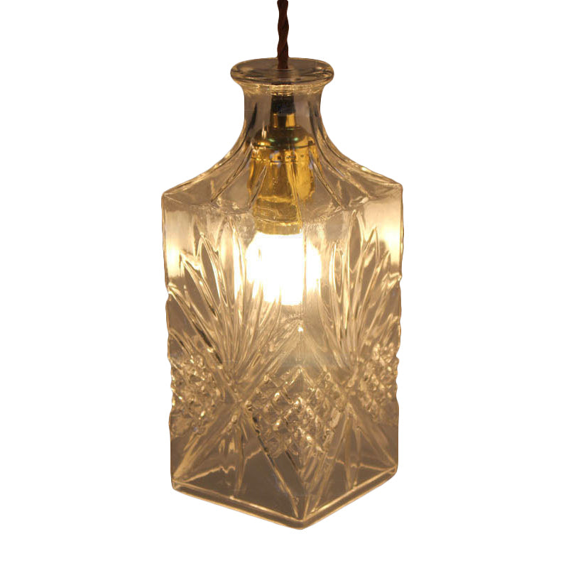 Modern Prism Glass Pendant Light for Dining Room - Clear, 1-Light Ceiling Fixture