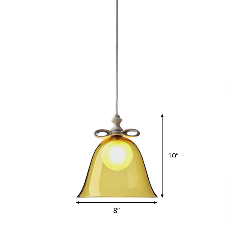Contemporary Glass Bell Pendant Light - White/Brown/Clear - Ideal for Dining Room Ceiling