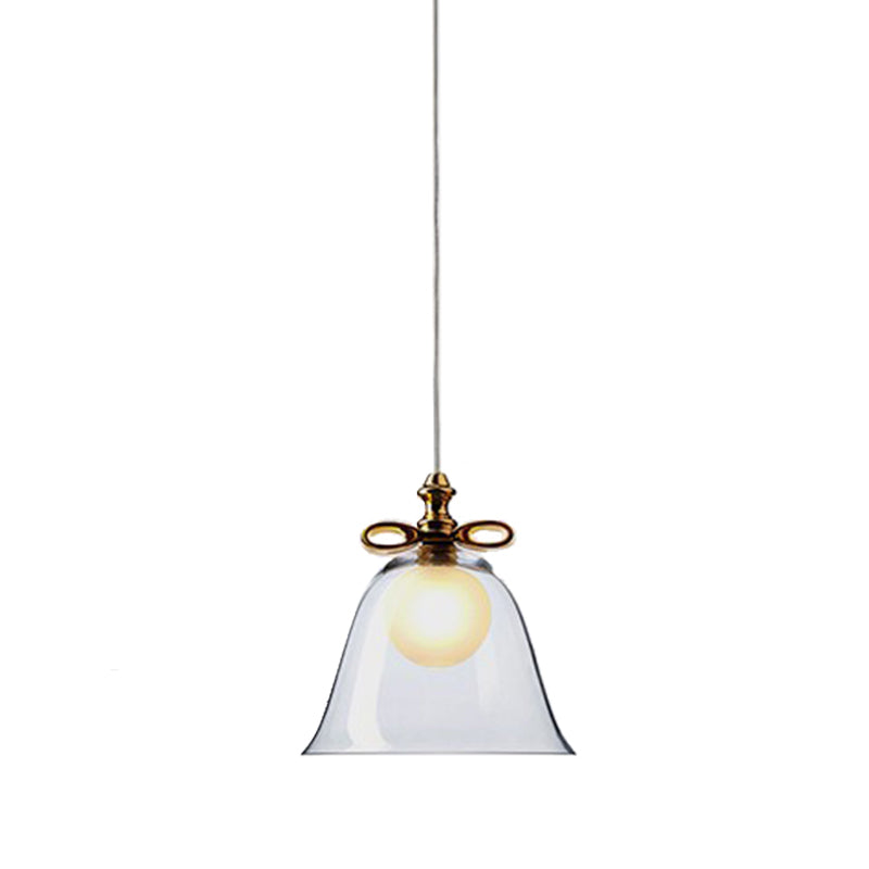 Contemporary Glass Bell Pendant Light - White/Brown/Clear - Ideal for Dining Room Ceiling