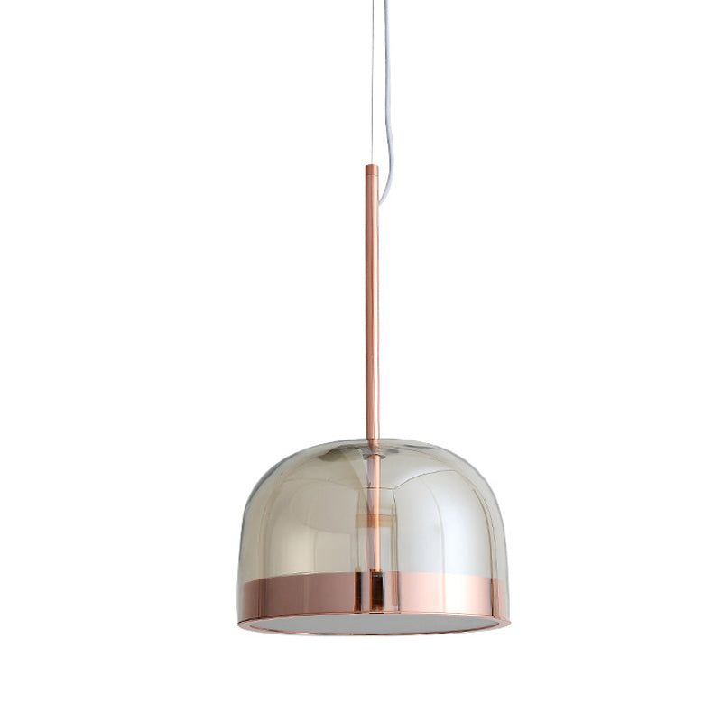 Postmodern Clear Glass Dome Ceiling Light - 1 Head Copper Pendant Kit