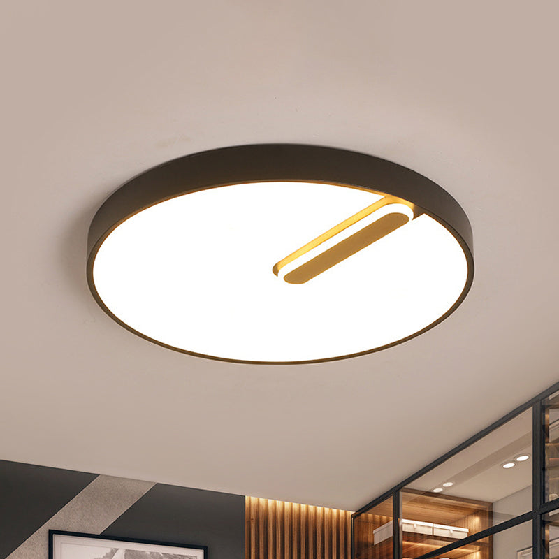 Minimalist Round Ceiling Light with LED & Remote - Black/White Acrylic, 18"/21.5" Wide, Warm/White Stepless Dimming