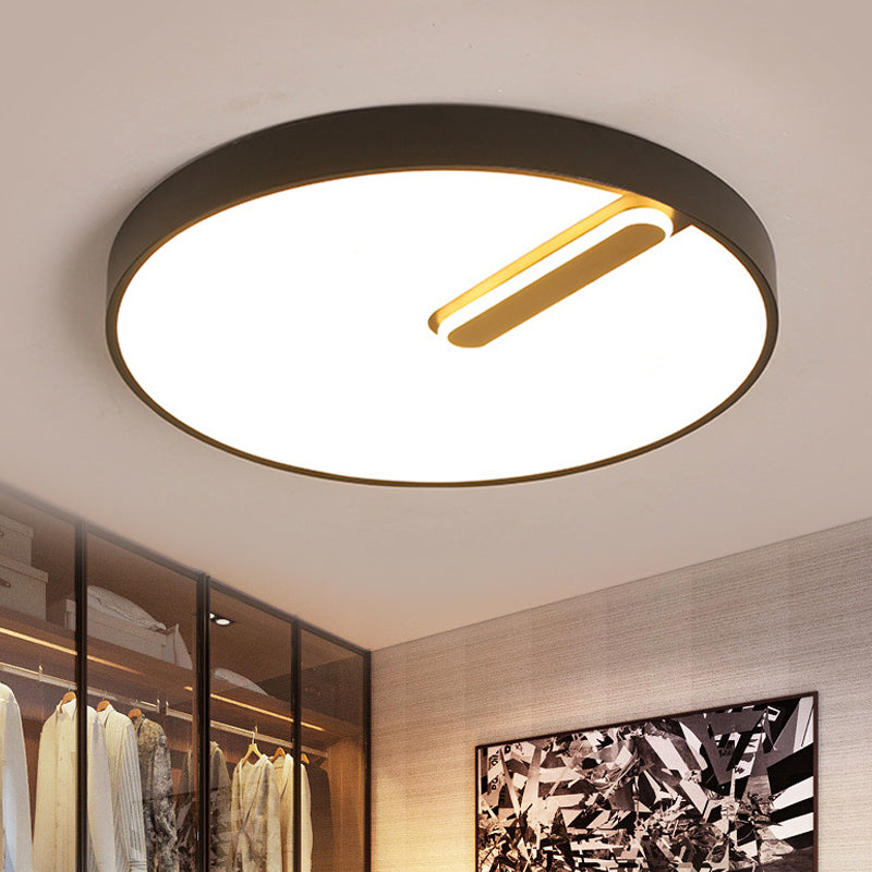 Minimalist Round Ceiling Light with LED & Remote - Black/White Acrylic, 18"/21.5" Wide, Warm/White Stepless Dimming