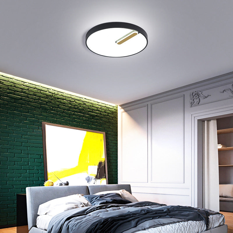 Minimalist Round Ceiling Light with LED & Remote - Black/White Acrylic, 18"/21.5" Wide, Warm/White Stepless Dimming
