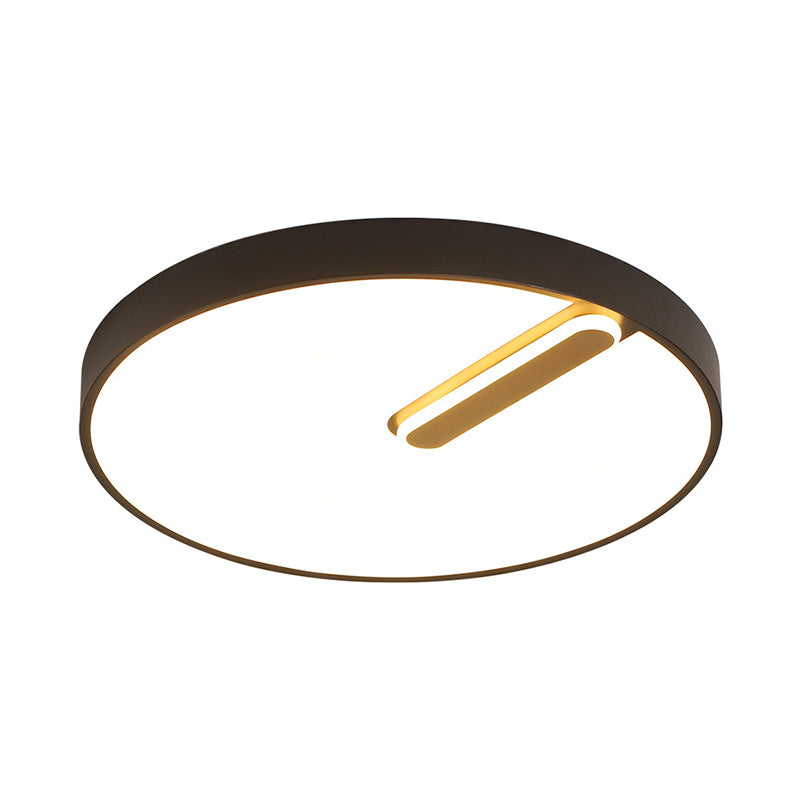Minimalist Round Ceiling Light with LED & Remote - Black/White Acrylic, 18"/21.5" Wide, Warm/White Stepless Dimming