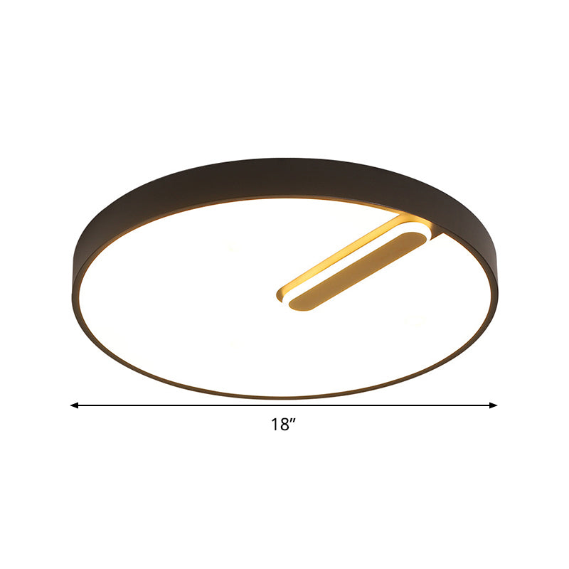 Minimalist Round Ceiling Light with LED & Remote - Black/White Acrylic, 18"/21.5" Wide, Warm/White Stepless Dimming