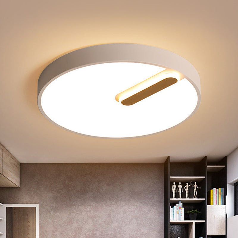 Minimalist Round Ceiling Light with LED & Remote - Black/White Acrylic, 18"/21.5" Wide, Warm/White Stepless Dimming