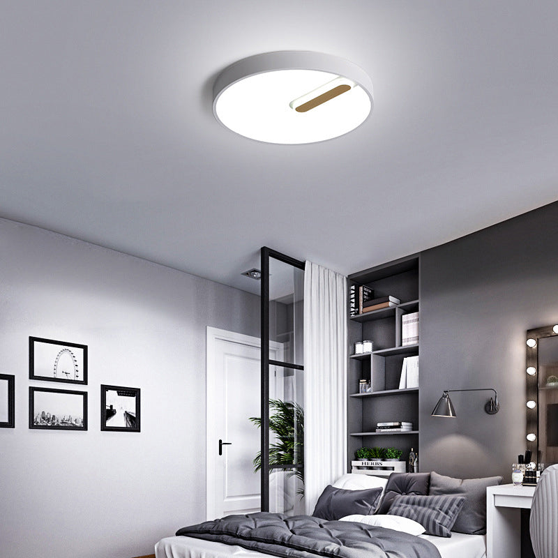 Minimalist Round Ceiling Light with LED & Remote - Black/White Acrylic, 18"/21.5" Wide, Warm/White Stepless Dimming