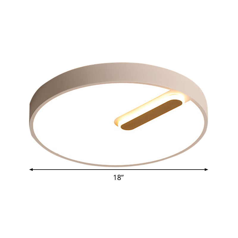 Minimalist Round Ceiling Light with LED & Remote - Black/White Acrylic, 18"/21.5" Wide, Warm/White Stepless Dimming