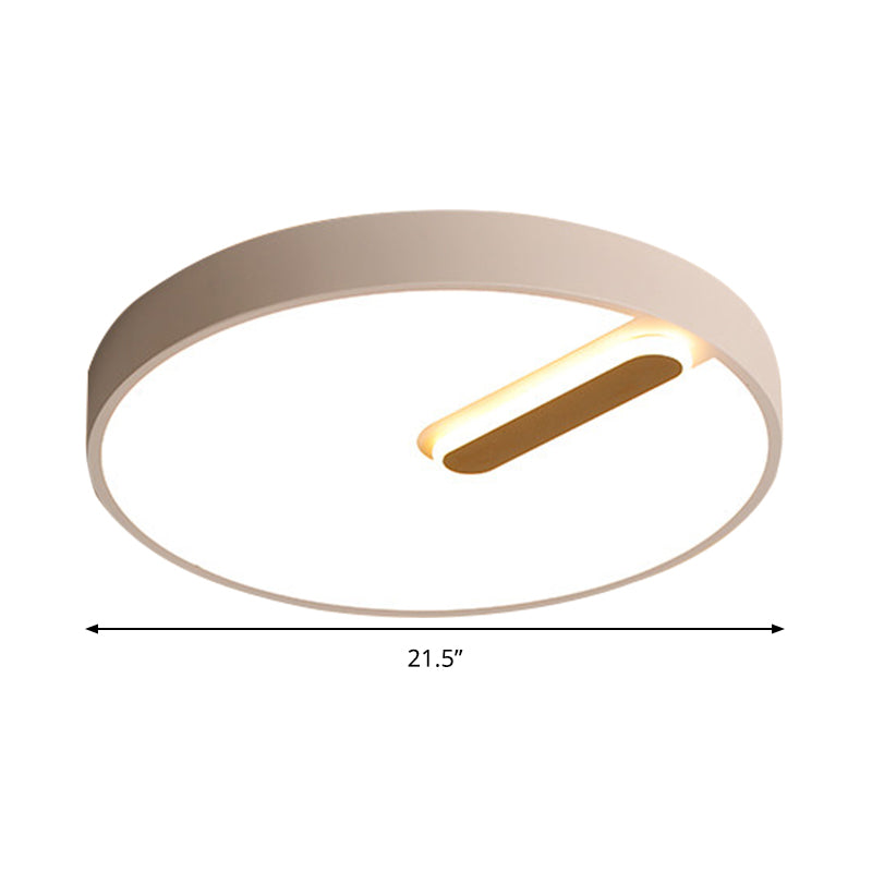 Minimalist Round Ceiling Light with LED & Remote - Black/White Acrylic, 18"/21.5" Wide, Warm/White Stepless Dimming