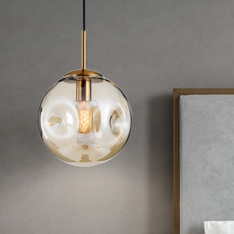 Nordic Amber/Smoke Gray Globe Pendant Light - Elegant Dining Room Ceiling Fixture